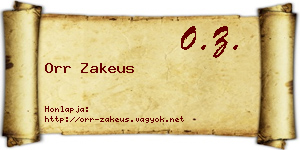 Orr Zakeus névjegykártya